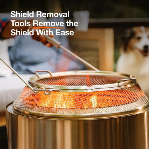 Shield removal tools lifting Bonfire Shield Spark Protector Mesh Screen For Fire Pits Durable Stainless Steel Guard
