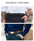 Men's Leather Ratchet Belt 2 Pack With Adjustable Fit And Removable Buckle 35mm Wide for dress and casual looks.