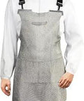 Person wearing Stainless Steel Chain Mail Cut Resistant Apron For Butchers And Chefs Knife Proof Safety Workwear with Adjustable Straps