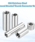 Beefy M12x1.25mm Stainless Steel Round Coupling Nuts 304, Set Of 2, 25mm Length, Fine Thread Female Nuts For Rods And Bars, Connector Sleeve, Fully Threaded Nut Fasteners, Rust Resistant Silver Tone, round stainless nuts