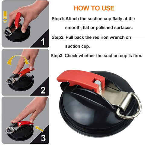 Instructions for using Heavy Duty Vacuum Suction Cup Anchor Kit, 2 Pack With Strong Suction Cups And Carabiners step by step