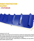 Built Tough 10 Pack Blue V Shaped Corner Protectors Heavy Duty Wide Wing Edge Guards 8X8X24 Inch HDPE Truck Haul Gear for securing cargo.