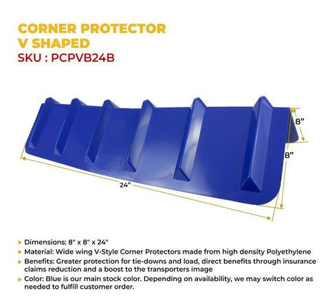 Built Tough 10 Pack Blue V Shaped Corner Protectors Heavy Duty Wide Wing Edge Guards 8X8X24 Inch HDPE Truck Haul Gear for securing cargo.