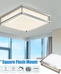 Light Up Your Space With This Dope 12 Inch LED Square Flush Mount Ceiling Light, 15W Double Ring, 4000K Neutral White