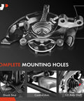 Image of a front left steering knuckle and wheel bearing hub assembly for Toyota Highlander 2004-2007, driver side AWD models.