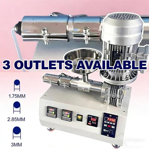 Kickstart Your Maker Rig With Slick 1000W Filament Extruder with three outlets for 1.75mm and 2.85mm strands.