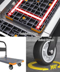 Heavy Duty Four Wheel Platform Cart With 360 Degree Maneuverability And 660 Pound Capacity For Safe Transport Of Luggage And Packages Foldable Hand Truck With Anti Slip Deck For Stable Heavy Load Haul, reinforced base and swivel casters