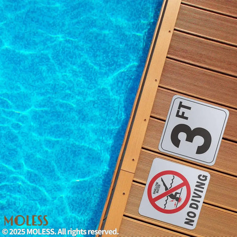 3Ft Pool Depth Marker Stickers 6x6 Inch Anti Slip Vinyl Signs For Pool Safety Adhesive Depth Markers For Decks