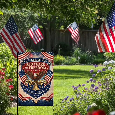 250 Years America Garden Flag 12x18 Double Sided USA Patriotic Banner For 4th Of July Outdoor Decor Burlap Yard Flag in garden