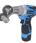 Jauarta Cordless Plate Shear Electric Drill Sheet Cutter With Ti Steel Gear for metal cutting, handheld design, blue and black color.