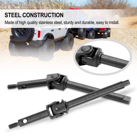 Two Piece Steel Front Axle Drive Shaft CVD Set for Axial SCX24 C10 JLU Bronco Gladiator Deadbolt Upgrades Parts Heavy Duty