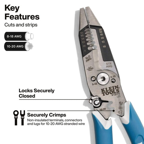 Pro-Grade Heavy-Duty Wire Stripper with Slim-Forged Design, self-opening pliers, and shear cutter for 8-18 AWG and 10-20 AWG