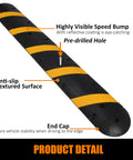 Heavy Duty 84 Inch Rubber Speed Bump Kit With 2 Channel Modular Design 25000 Lb Load Capacity End Caps Cable Protector Ramp