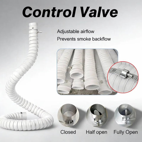 Heavy Duty Flexible Fume Extraction Arm With Precision Dust Removal Hood And Complete Hose Pipe Fitting Kit For Smooth Smoke And Dust Collection In Any Workshop 2 Inch 10 Foot White, control valve for adjustable airflow.