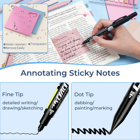 Annotating a book with sticky notes from the All-In-One Cute Spiral Notebook Set For Women And Bible Journal Lovers.