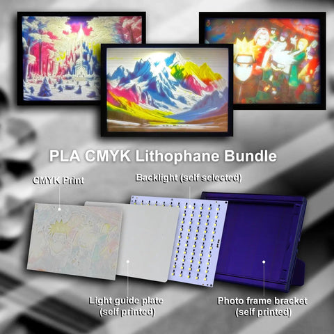 CMYK Lithophane LED Backlight Kit For Bambu Lab P2S H2D X1 P1P A1 with lithophane prints and LED array components