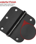 Matte Black Interior Door Hinges Set 3.5 Inch By 3.5 Inch With Five Eighth Radius Corners No Nonsense Heavy Duty Flat Iron