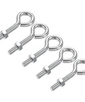 Heavy Duty M8x50mm Eye Hooks Screws Kit, 5pc Carbon Steel Hanger Hardware With Hex Nuts For Metal Hooks, Wood Terminals, Eyelet Rings, Ring Hooks And Bolts Set, silver
