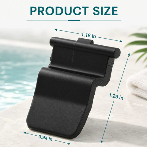 Heavy Duty Replacement Housing Buckle Clips 4 Pack Secure Locking Snap Fasteners For Robotic Pool Cleaners showing size dimensions on a black plastic clip.