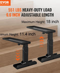 Stair-Friendly Ladder Leveler Extender on stairs, showing adjustable height between 11.4 and 18 inches, non-slip stabilizer.