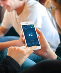 Using smartphone to control Large 5 Inch Full Color Touchscreen WiFi Thermostat For 24V HVAC Systems With Alexa Enabled Control App.