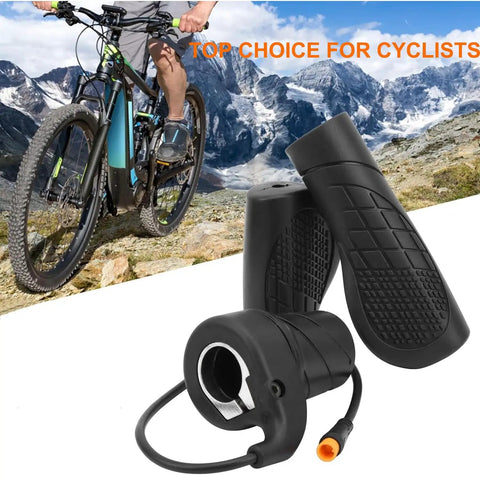 Half Twist Ebike Throttle Grip With Waterproof 3 Pin Plug FT76X For 12V To 72V Motors Built Tough For MTB Conversions Non Slip Rubber Grip With Shock Absorption And Quick Response For E Scooter
