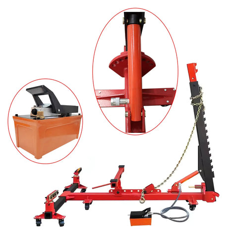 Heavy Duty 10 Ton Auto Body Frame Straightener and Frame Puller with hydraulic components and tool cart, 6600 lbs capacity