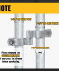 1-5/8 Inch Chain Link Gate Hinge Kit With Male And Female Hinges, Galvanized Steel, fits 1-5/8 Inch Posts and Frames, close-up view