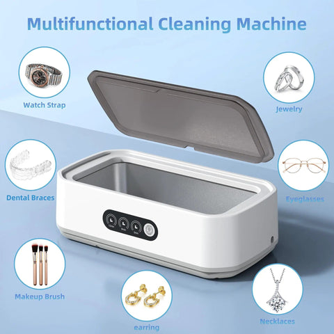 High Powered Ultrasonic Jewelry Cleaner 40W 49000 Hz 360 Degree Deep Cleaning 22oz with digital timer and open lid
