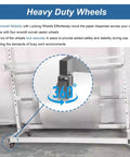 No Nonsense Heavy Duty Bubble Wrap Dispenser With Razor Blade Cutter And Locking Brake For Quick Packing And Moving Heavy Gauge Steel mount with caster wheels for mobility.