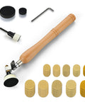 All-in-One Bowl Sander Kit with 1-Inch and 2-Inch Sanding Blocks, 50 Hook-and-Loop Discs, 13-Inch Hardwood Handle, and Accessories.