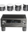 Adjustable Speaker Isolation Feet 4 Pack With Height Adjustable 0.9 to 1.5 Inch Vibration Damping Stands under audio receiver