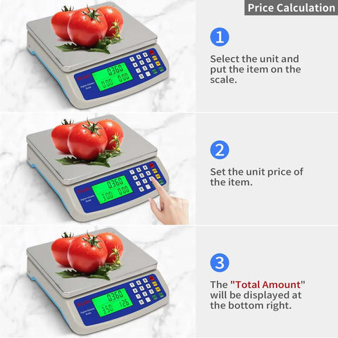Pro Grade Digital Kitchen Scale 30Kg Commercial Food Scale 66Lb For Baking Bread And Meat, Stainless Steel, Price Computing LCD Display