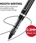 Rollerball Pens 0.5 Mm Fine Tip Black Ink 12 Pack, smooth glide and skip free writing with stainless steel needle tip and tungsten carbide ball.