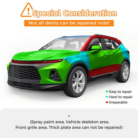 Three Piece Auto Dent Repair Kit With 4.9 Inch Large Puller And 2.4 Inch Small Pullers, Aluminum Car Dent Remover, Versatile Suction Cup Lifter For Dings, Dents, Hail Damage, Glass And More. SUV repair area guide