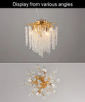 Gold Finish Crystal Tree Branch Chandelier With K9 Crystal Raindrop Pendants for Bedroom, Living Room, Dining Room, Entryway, 12 Inch