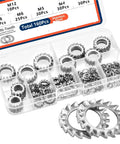 External Multi Tooth Star Lock Washers Set Seven Sizes M3 M4 M5 M6 M8 M10 M12 Three Pack of 160 Pcs Each for Total of 480 Pcs