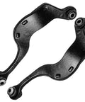 6 Piece Rear Control Arms Kit For Chevrolet Traverse GMC Acadia Limited Buick Enclave Saturn Outlook Upper Rearward And Forward Lateral Suspension Replacement showing two black upper control arms.