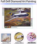 Airplane Theme Diamond Painting Kit for Adults 5D Crystal Diamonds Art With Tools And Accessories Dope DIY Craft for Home Decor Gift 20x30cm Canvas Includes Bonus Diamonds to Ensure You Finish the Whole Picture.
