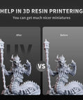Comparison of 3D resin prints before and after Ultra Fast UV Resin Curing Lamp For SLA DLP LCD 3D Printing 405nm 60W LED UV Light