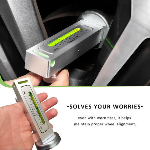 Heavy Duty Magnetic Camber Gauge Tool With Built In Green Bubble Level For Straightening Wheel Angles And Tweaking Rig Setup On Trucks Suvs And Daily Rides