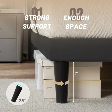 Queen Size Platform Bed Frame With Velvet Upholstered Headboard Featuring Modern Rivet Grid Pattern And High Density Foam for strong support and 7 inches of under-bed storage.