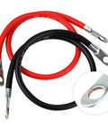 Top Tier 4 Awg Battery Cable Set 18 Inch With 3 8 Copper Stud Lugs For American Vehicles flexible braided cables in red and black.