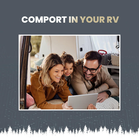 Family enjoying comfort in RV using Easy Start Breeze 399 Soft Starter for RV Air Conditioners with Installation Kit.