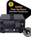 T Series 1000W Voltage Converter Transformer For Step Up And Down 110V To 220V And 220V To 110V, front view with power plug