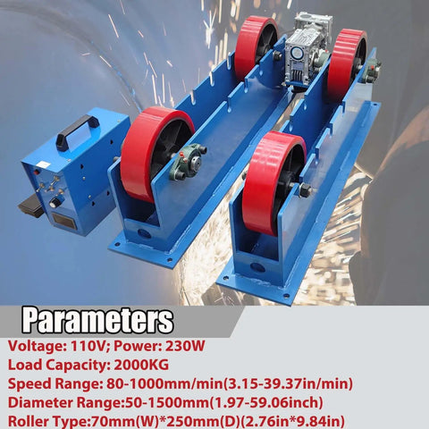 Workhorse Welding Turning Rolls With Linkage Roller 110V Electric Pipe And Tank Positioner Adjustable Diameter From 2 To 59 Inches PU Wheel Support 4400 LB Load Capacity Pro Grade Fabrication Equipment, blue rollers