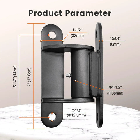 Built Rock Solid Gate Hinges Fitted With Sealed Bearings For A Smooth Silent Glide Adjustable Yoke Pivot Handles The Bulk On Huge Driveway Gates Up To 1100 Lbs Two Pack Carbon Black Kit with size dimensions shown.