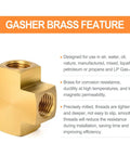 Brass barstock tee fitting with corrosion-resistant features, highlighting gasher brass benefits for plumbing applications.