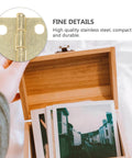 Miniature Door Hinges Set For Dollhouse 1/12 Scale With 4 Hinges And 16 Screws, DIY Micro Scene Decor, displayed with photo box
