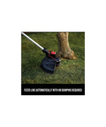 V20 Cordless Weed Wacker And Leaf Blower Combo Kit With 2 Ah Battery And Charger trimming grass around tree with automatic line feed